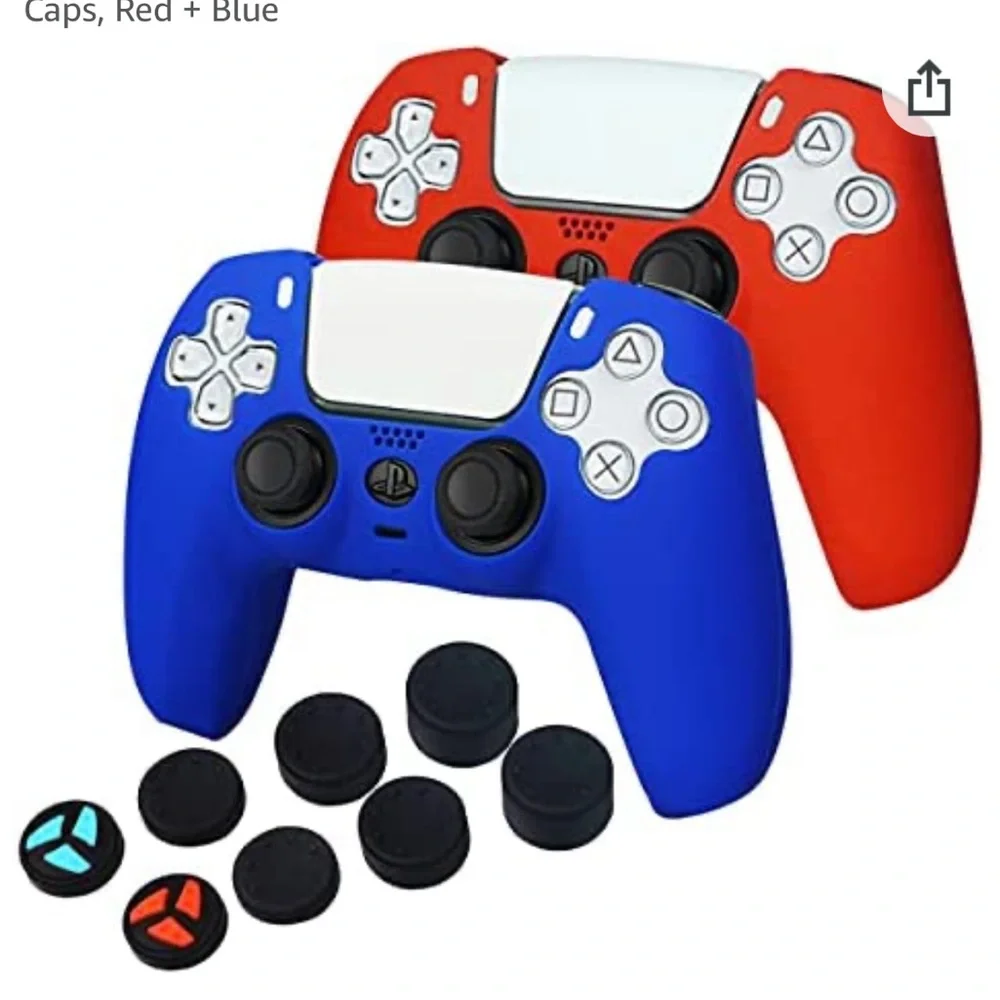New 2pk PS5 Controller red & black Silicone Skin covers